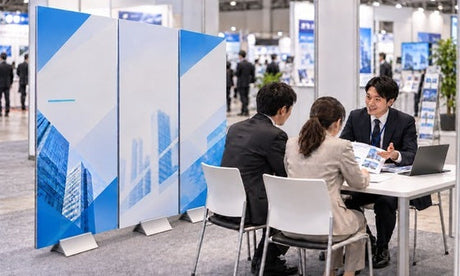 パーテーションを目隠しに活用した展示会の商談スペース｜レンタル１番ドットコム