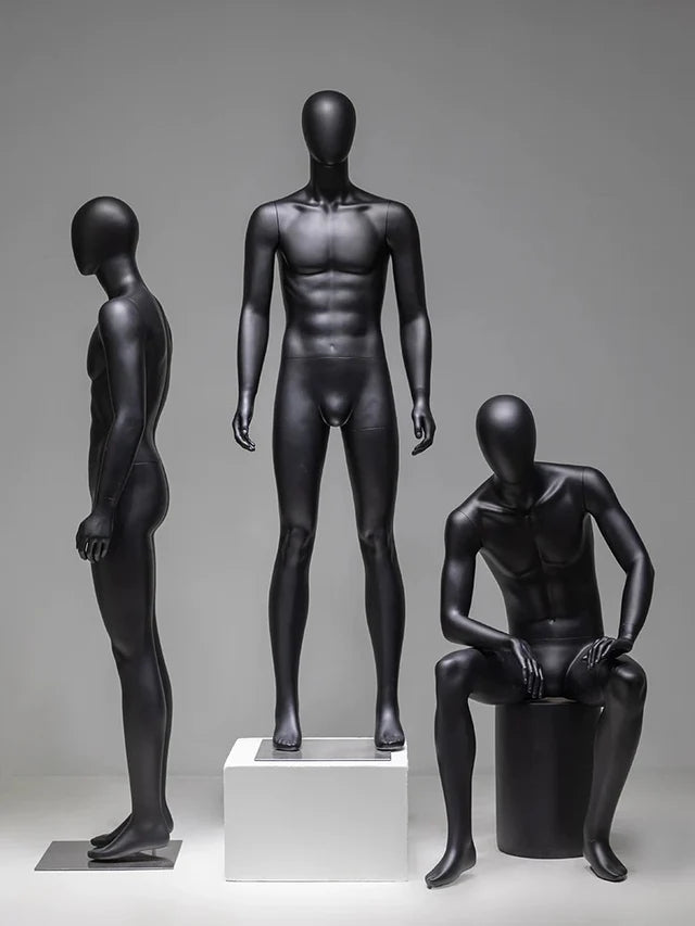 男性マネキン 全身 男性マネキン【マットブラック】02| 店舗什器のレンタル