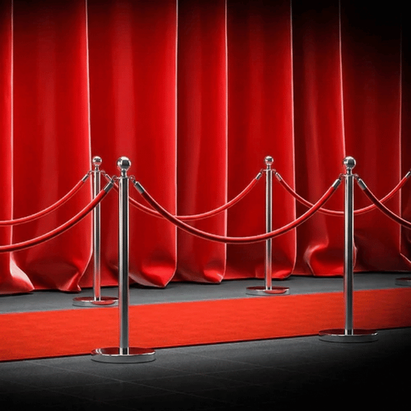 ロープパーテーションQ01Cシルバー（ロープ赤）